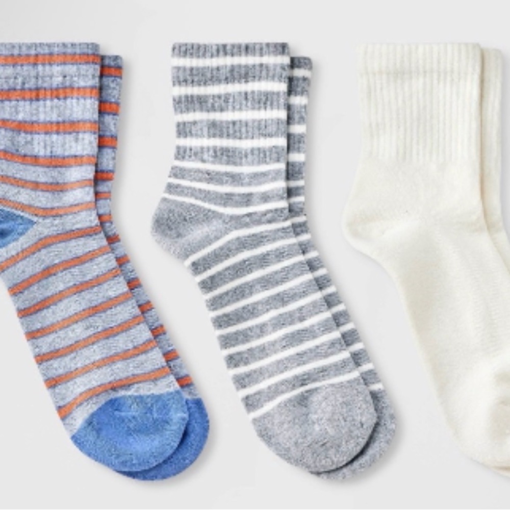 Universal Thread Men's Casual Crew Socks - White, Gray, Orange